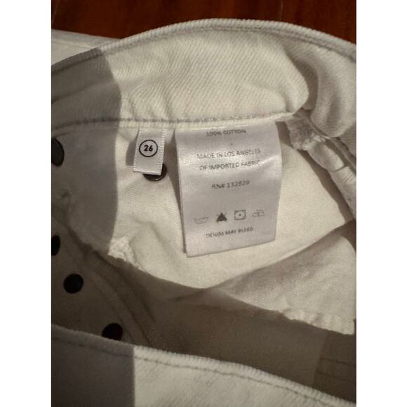 GRLFRND The Cassidy Mid Rise Straight Jeans White Raw Hem Size 26 - Picture 5 of 15